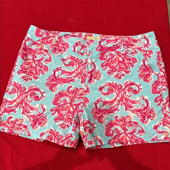 Caribbean Joe Pink and Blue Bermuda Shorts Vibrant Floral Design - Picture 1 of 3